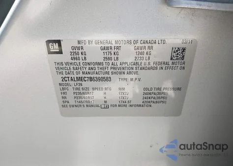 2011 GMC Terrain Sle-1 из США, поврежденный, VIN 2CTALMEC7B6390583